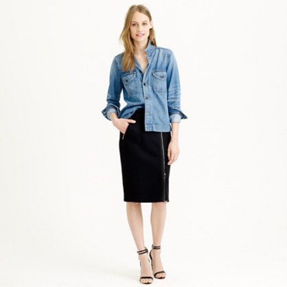 J Crew asymmetrical zipper pencil skirt, wool